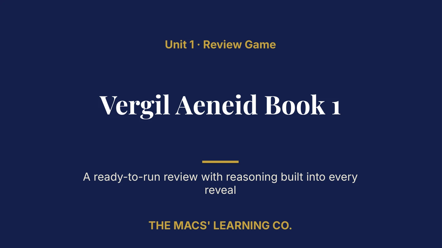 AP Latin Unit 1 title page: Vergil Aeneid Book 1.