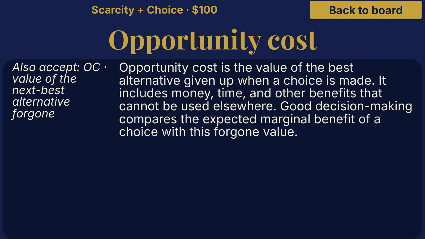 AP Microeconomics Unit 1 current free game clue and corrected answer explanation