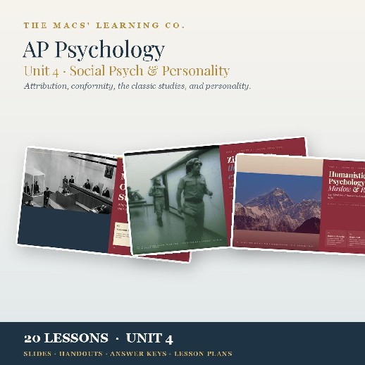 AP Psychology Social Psychology & Personality Unit 4 | Slides, Notes & Keys cover