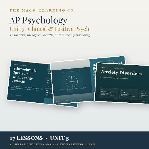 AP Psychology Clinical Psychology & Disorders Unit 5 | Slides, Notes & Keys cover