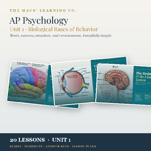 AP Psychology Biological Bases of Behavior Unit 1 | Slides, Notes & Keys cover