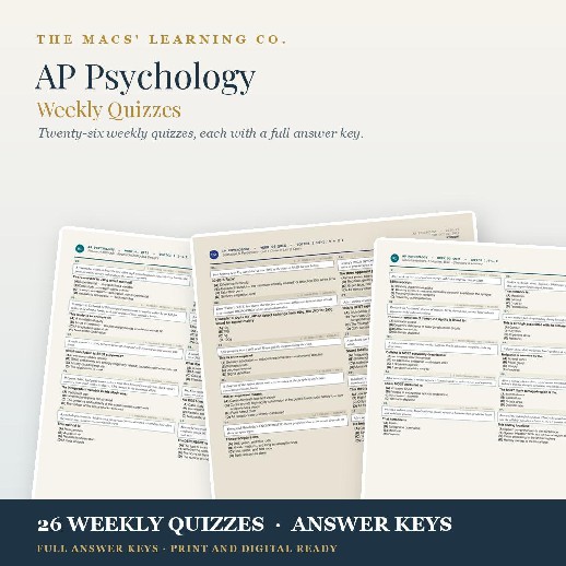 AP Psychology Weekly Quizzes | 26 Quizzes + Answer Keys, Full Year Bell Ringers cover