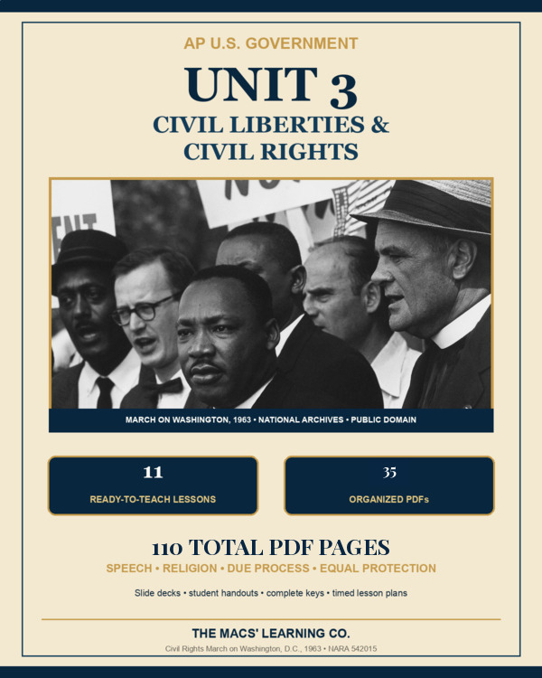 AP US Government Unit 3: Civil Liberties and Civil Rights | Guided Notes cover