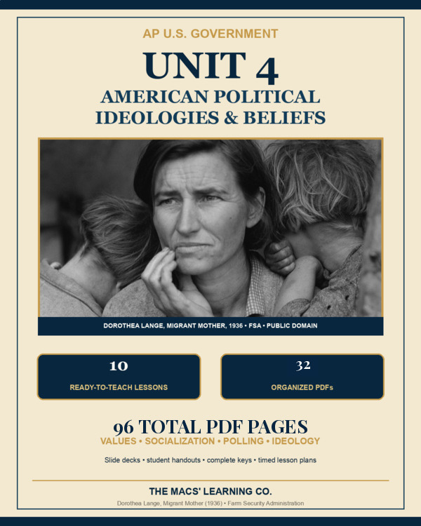 AP US Government Unit 4: American Political Ideologies and Beliefs cover