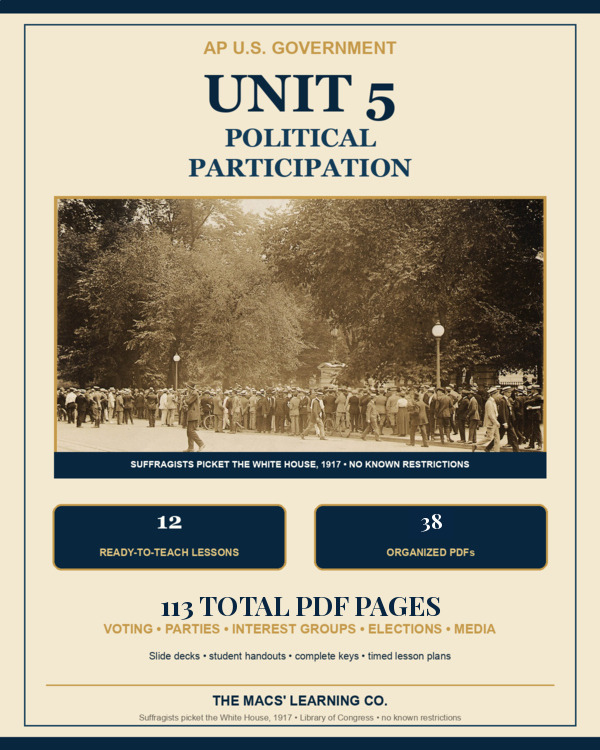 AP US Government Unit 5: Political Participation | Guided Notes & Slides cover