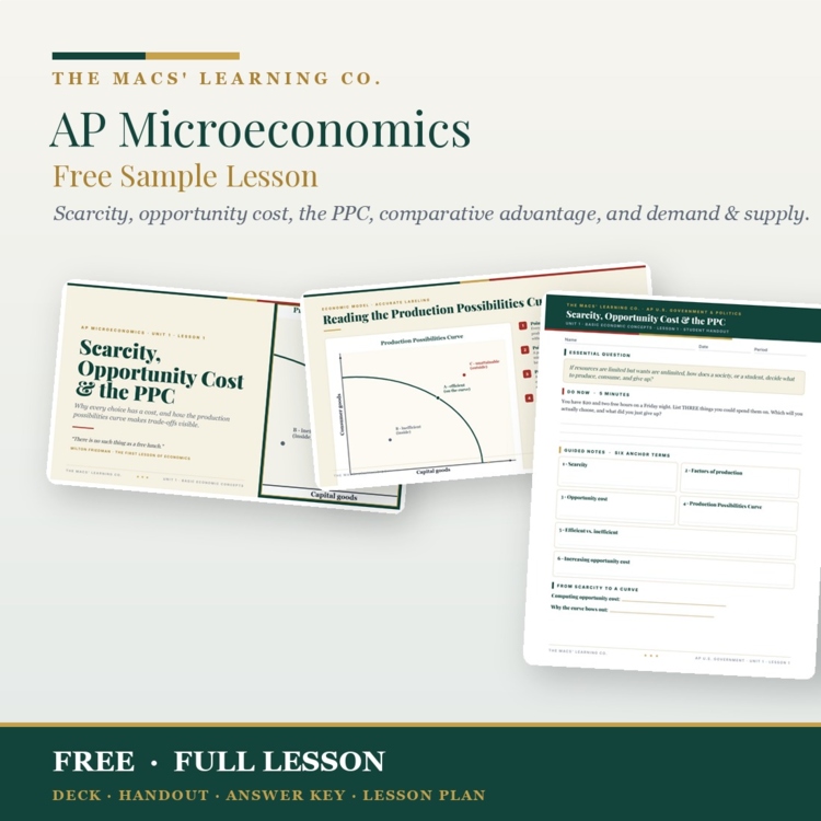 AP Microeconomics FREE Sample Lesson: Scarcity, Opportunity Cost & the PPC cover