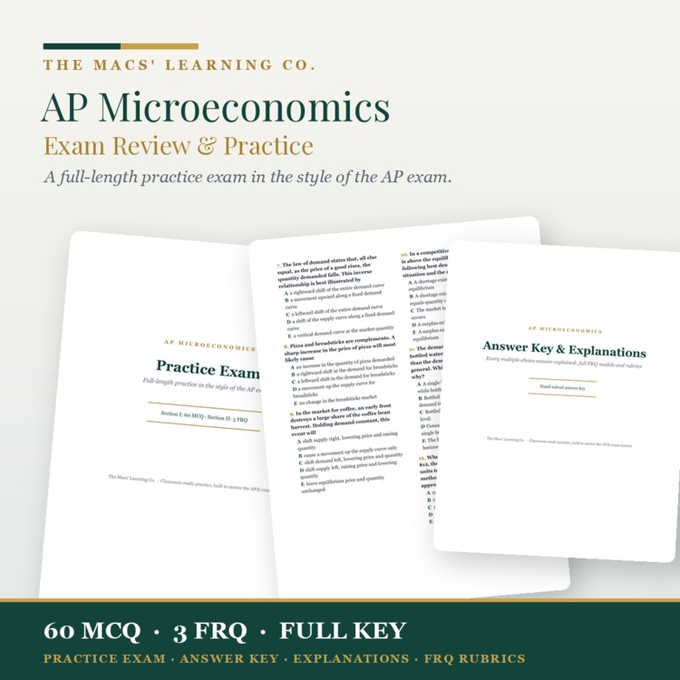 AP Microeconomics Exam Review & Practice | 60 MCQ + 3 FRQ + Full Key cover