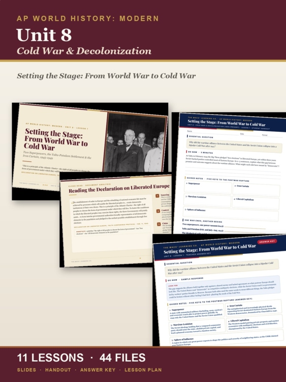 AP World History Unit 8: Cold War and Decolonization | 11 Lessons cover