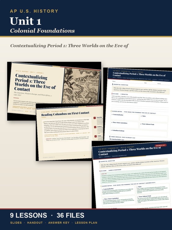 APUSH Unit 1: Colonial Foundations, Period 1 (1491-1607) | AP US History cover