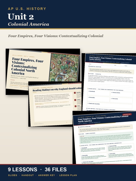 APUSH Unit 2: Colonial America 1607-1754 | AP US History | 9 Lessons cover