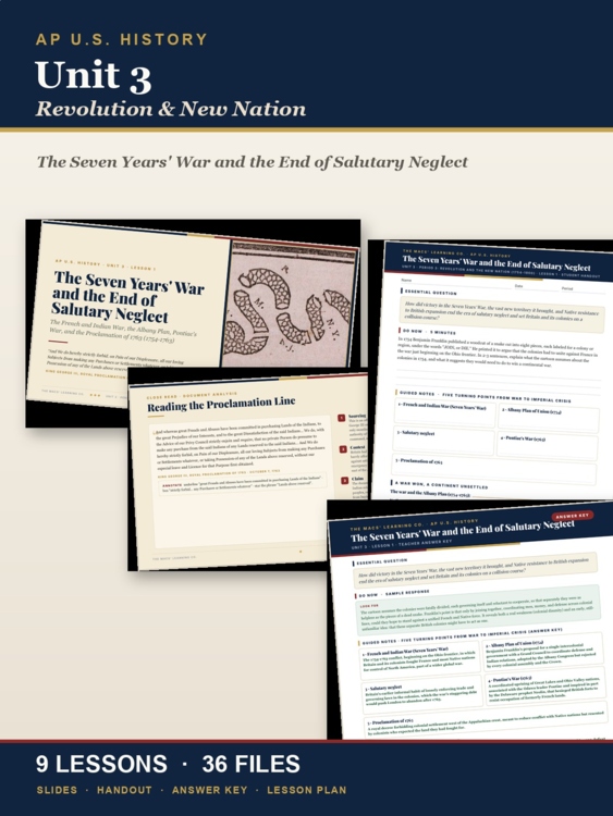 APUSH Unit 3: Revolution & New Nation 1754-1800 | AP US History | 9 Lessons cover