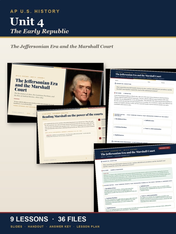 APUSH Unit 4: The Early Republic 1800-1848 | AP US History | 9 Lessons cover