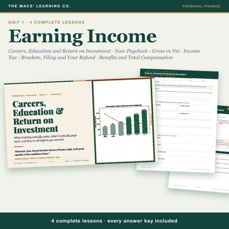 Personal Finance Unit 1: Earning Income | Paychecks, Taxes & Benefits cover