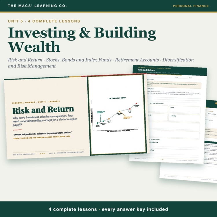 Personal Finance Unit 5: Investing & Building Wealth | 4 Lessons + Keys cover