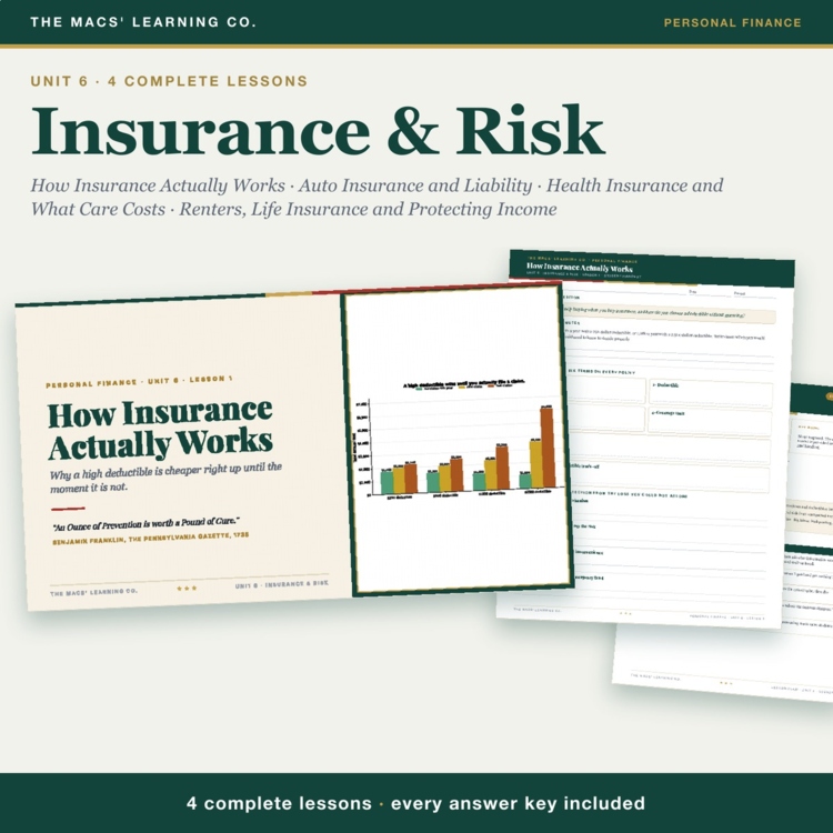 Personal Finance Unit 6: Insurance & Risk | Auto, Health, Renters, Life cover