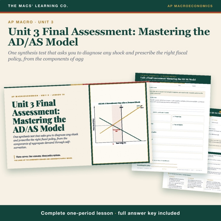 AP Macro Unit 3 Assessment Lesson | AD-AS Model Test + Answer Key cover