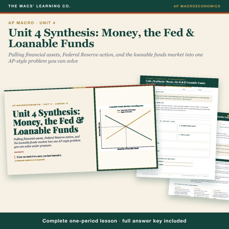 AP Macro Unit 4 Synthesis Lesson | Loanable Funds + Crowding Out + Answer Key cover