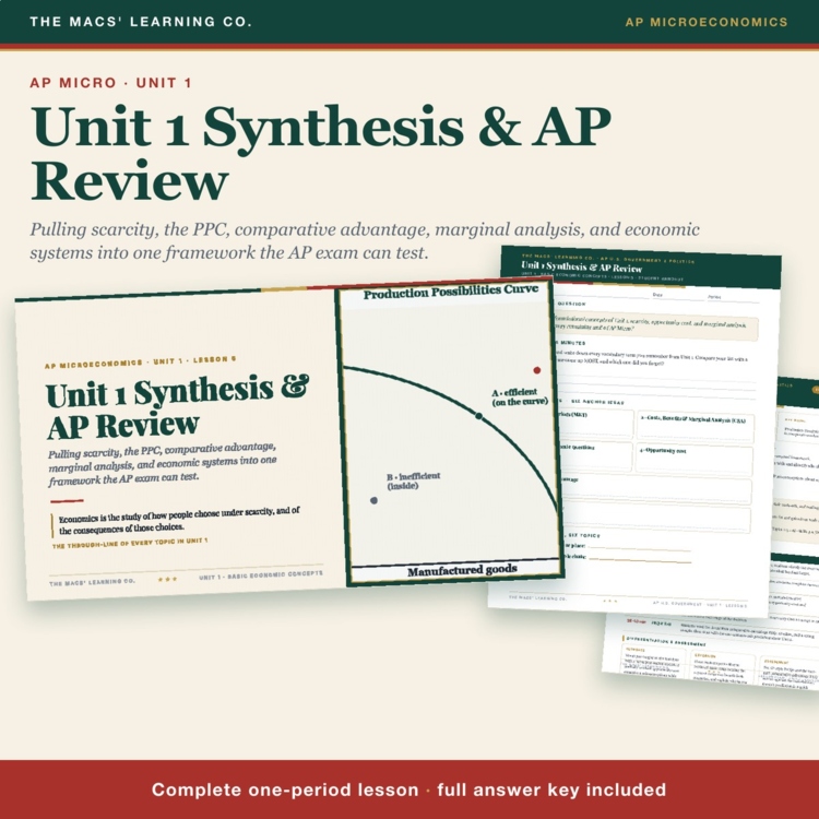 AP Micro Unit 1 Review Lesson | PPC + Comparative Advantage + Answer Key cover