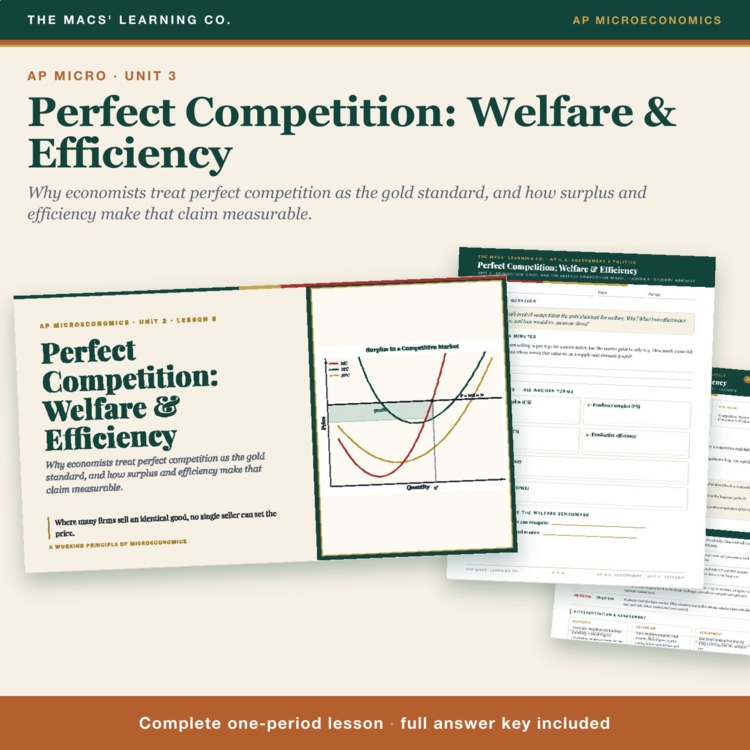 AP Micro Consumer & Producer Surplus Lesson | Efficiency + DWL + Answer Key cover