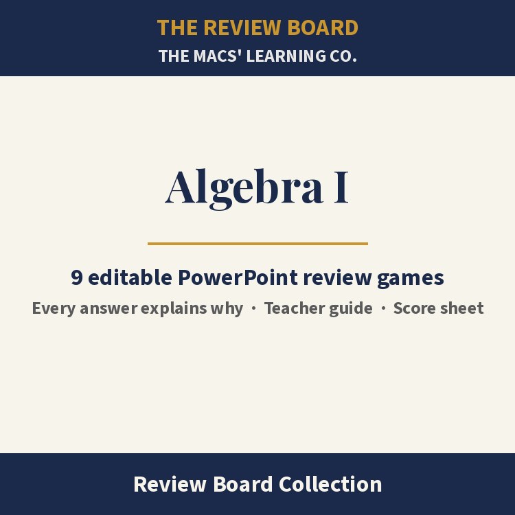 Algebra I Review Board Collection | 9 Editable PowerPoint Review Games cover
