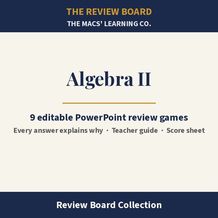 Algebra II Review Board Collection | 9 Editable PowerPoint Review Games cover
