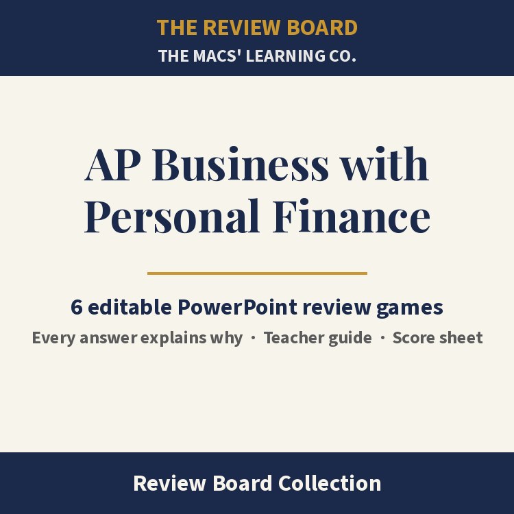 AP Business with Personal Finance Review Board Collection | 6 Editable PowerPoint Review Games cover