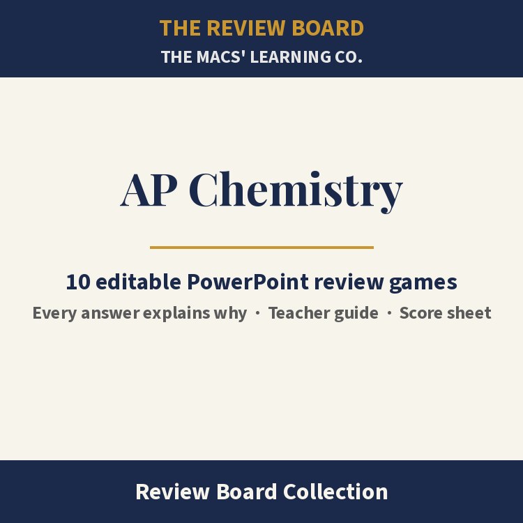 AP Chemistry Review Board Collection | 10 Editable PowerPoint Review Games cover
