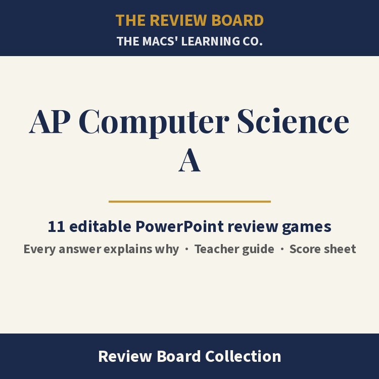 AP Computer Science A Review Board Collection | 11 Editable PowerPoint Review Games cover