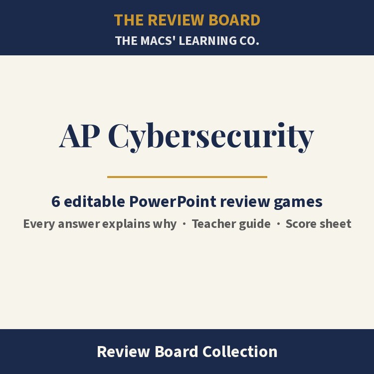 AP Cybersecurity Review Board Collection | 6 Editable PowerPoint Review Games cover