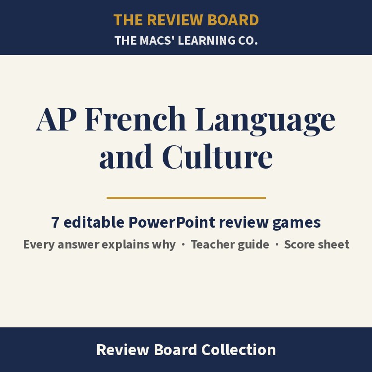 AP French Language and Culture Review Board Collection | 7 Editable PowerPoint Review Games cover