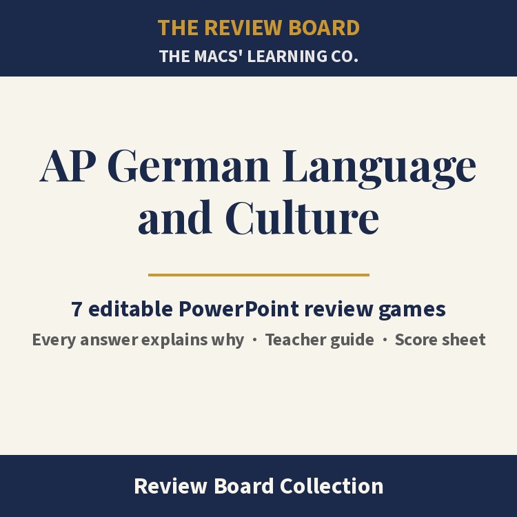 AP German Language and Culture Review Board Collection | 7 Editable PowerPoint Review Games cover