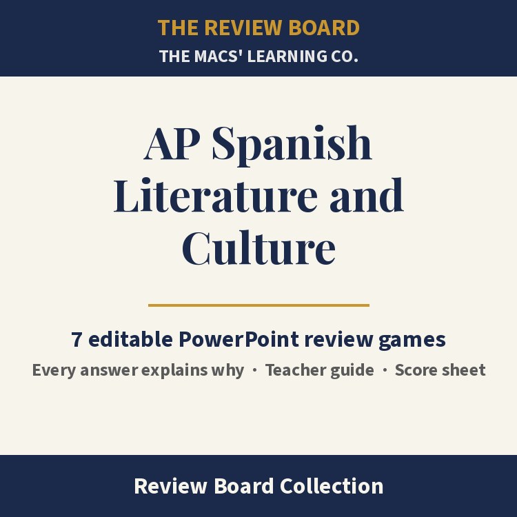AP Spanish Literature and Culture Review Board Collection | 7 Editable PowerPoint Review Games cover