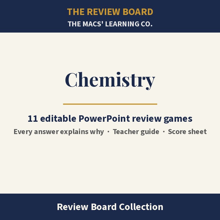 Chemistry Review Board Collection | 11 Editable PowerPoint Review Games cover