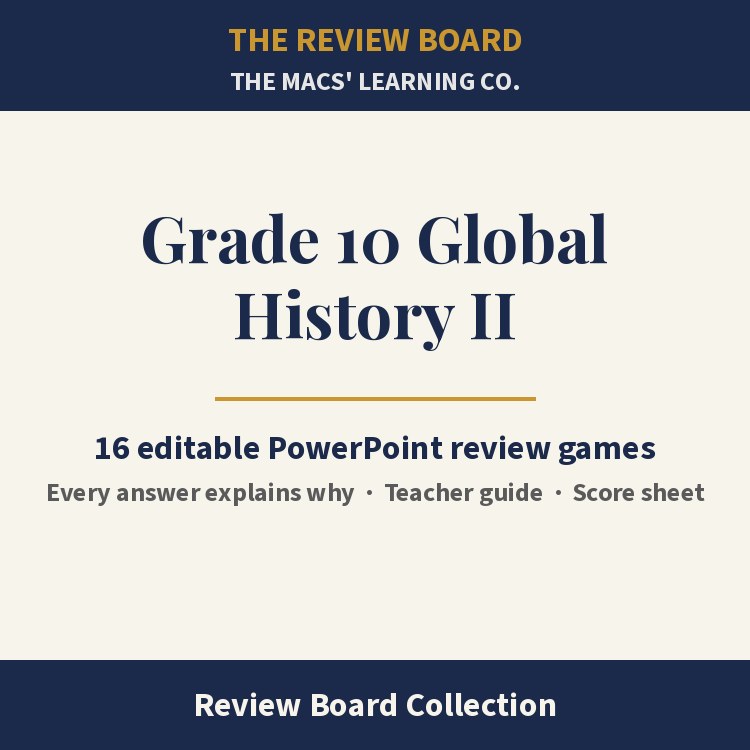 Grade 10 Global History II Review Board Collection | 16 Editable PowerPoint Review Games cover