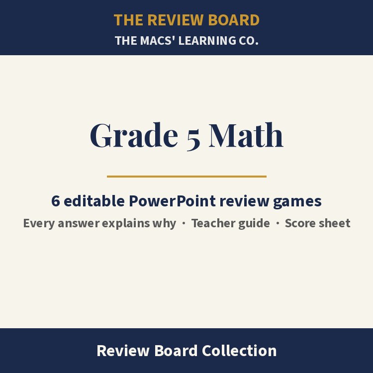 Grade 5 Math Review Board Collection | 6 Editable PowerPoint Review Games cover