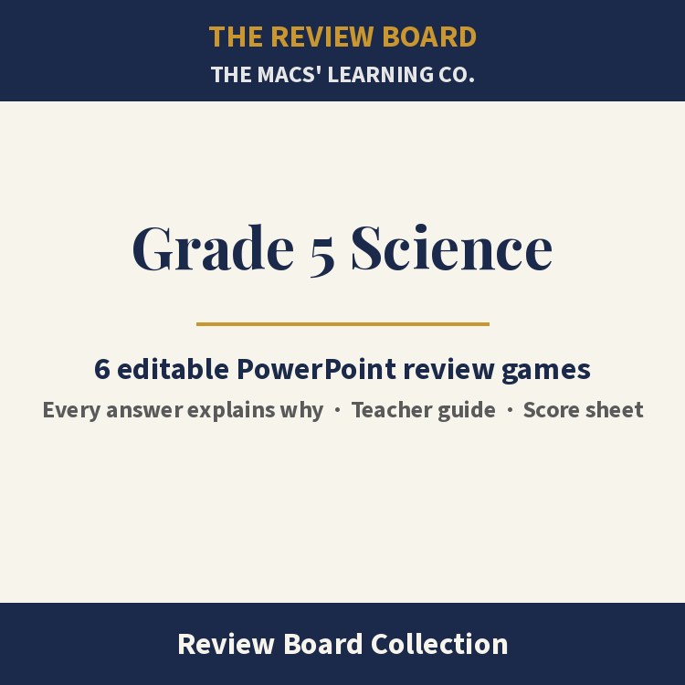 Grade 5 Science Review Board Collection | 6 Editable PowerPoint Review Games cover