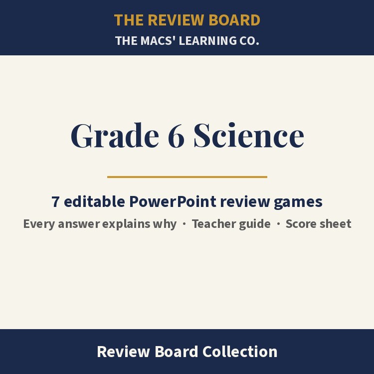 Grade 6 Science Review Board Collection | 7 Editable PowerPoint Review Games cover