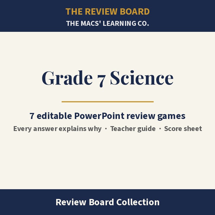 Grade 7 Science Review Board Collection | 7 Editable PowerPoint Review Games cover