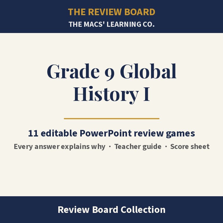 Grade 9 Global History I Review Board Collection | 11 Editable PowerPoint Review Games cover