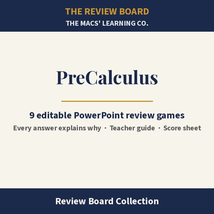 PreCalculus Review Board Collection | 9 Editable PowerPoint Review Games cover
