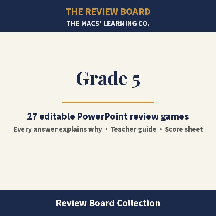 Grade 5 Review Board Collection | 27 Editable PowerPoint Review Games cover