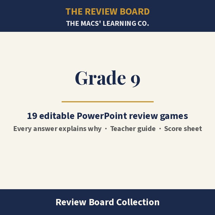 Grade 9 Review Board Collection | 19 Editable PowerPoint Review Games cover