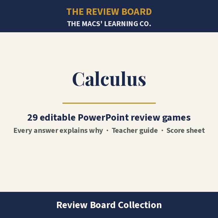 Calculus Review Board Collection | 29 Editable PowerPoint Review Games cover