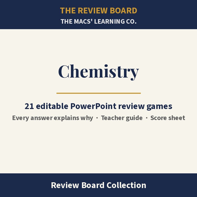 Chemistry Review Board Collection | 21 Editable PowerPoint Review Games cover