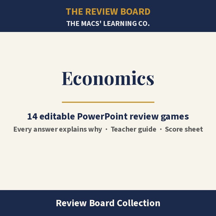 Economics Review Board Collection | 14 Editable PowerPoint Review Games cover