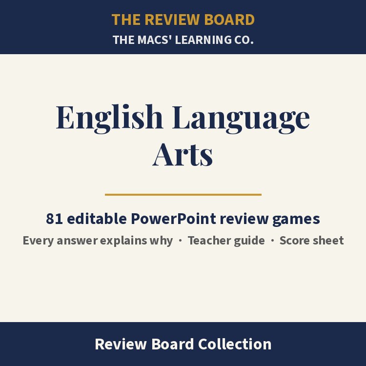 English Language Arts Review Board Collection | 81 Editable PowerPoint Review Games cover