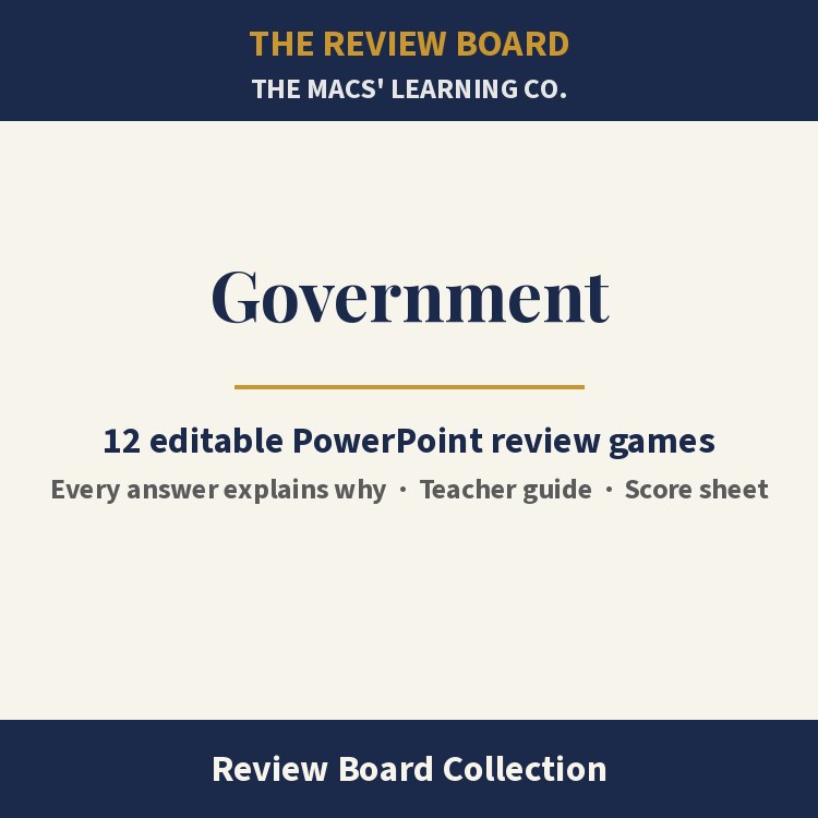 Government Review Board Collection | 12 Editable PowerPoint Review Games cover