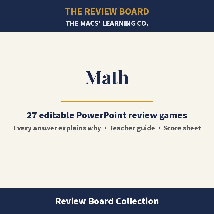 Math Review Board Collection | 27 Editable PowerPoint Review Games cover
