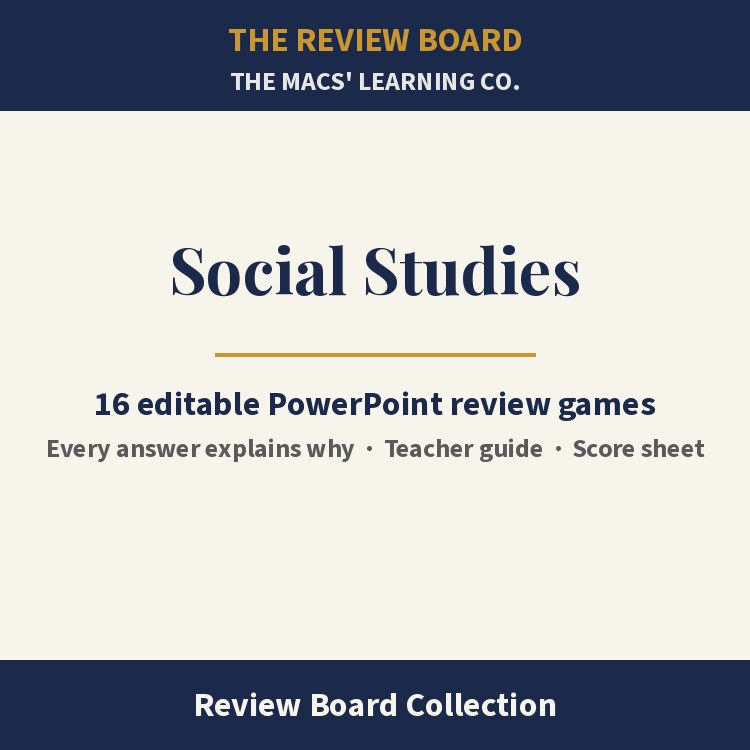 Social Studies Review Board Collection | 16 Editable PowerPoint Review Games cover