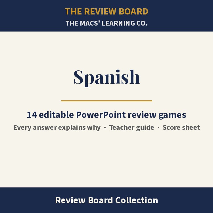 Spanish Review Board Collection | 14 Editable PowerPoint Review Games cover
